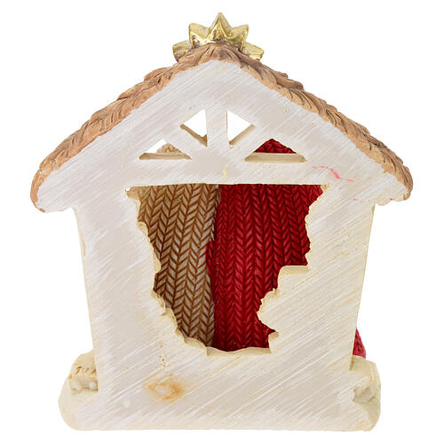 Heilige Familie vor Hintergrund aus Resin, sortiert – mit Stall oder Baum, Höhe 9 cm 7