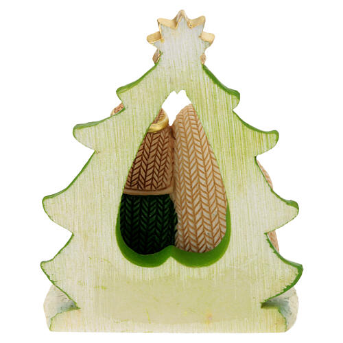 Heilige Familie vor Hintergrund aus Resin, sortiert – mit Stall oder Baum, Höhe 9 cm 8