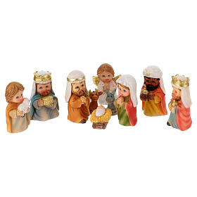 Nativity Scene set, baby features, 10 resin pieces of 5 cm