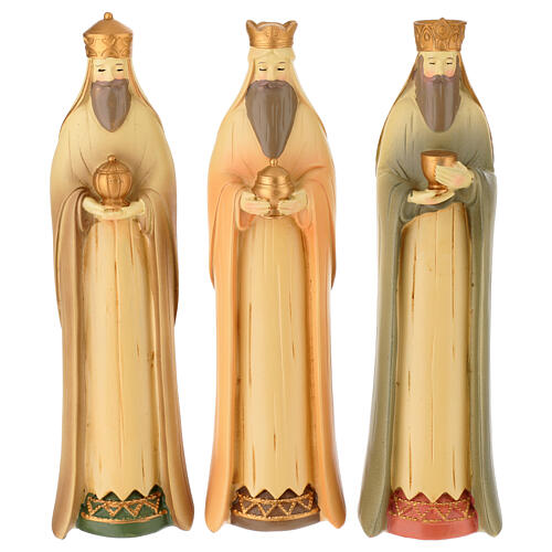 Set Nativité Rois Mages stylisés couleurs pastel 24 cm 3