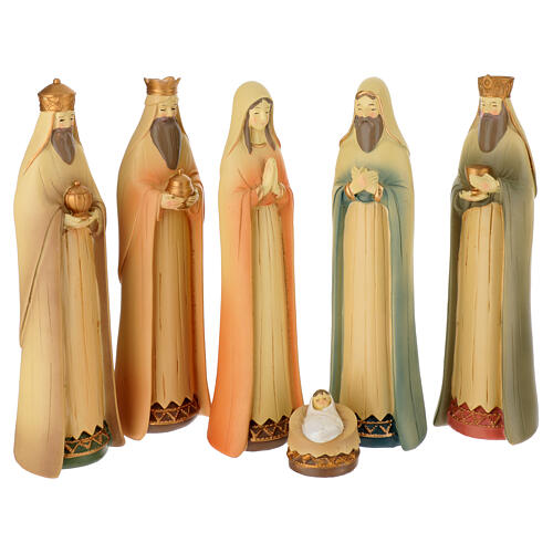 Set Natività Re Magi stilizzati colori pastello 24 cm 1