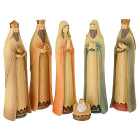 Conjunto Natividade Reis Magos estilizados cores pastel 24 cm