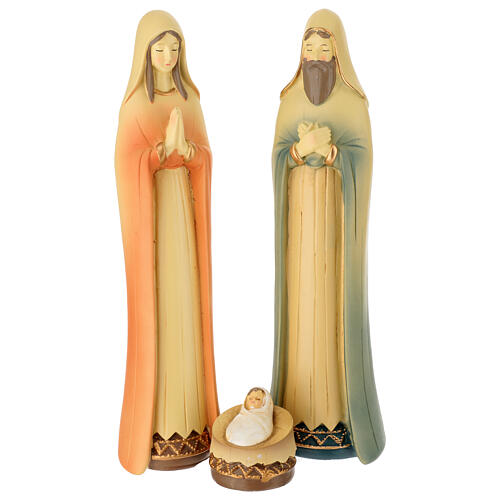 Stylised Nativity, pastel colours, painted resin, 30 cm 1