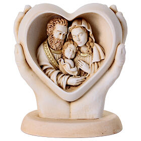 Holy Family inside a heart 10 cm ivory resin