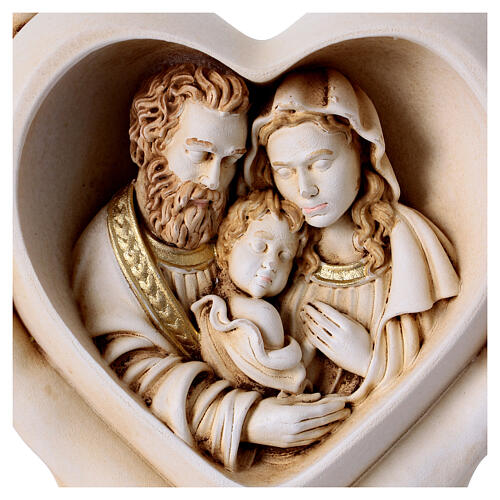 Holy Family inside a heart 10 cm ivory resin 2