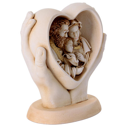 Holy Family inside a heart 10 cm ivory resin 4