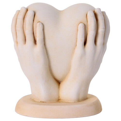 Holy Family inside a heart 10 cm ivory resin 5