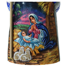 Błękitny Święty Mikołaj z drewna, 18 cm