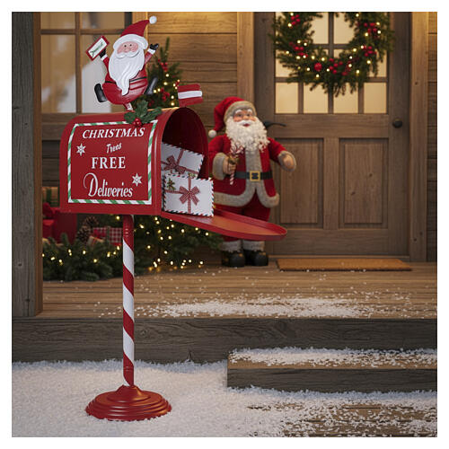 Briefkasten für den Weihnachtsmann auf Ständer – rot-weiß, 65 x 25 x 15  cm 6