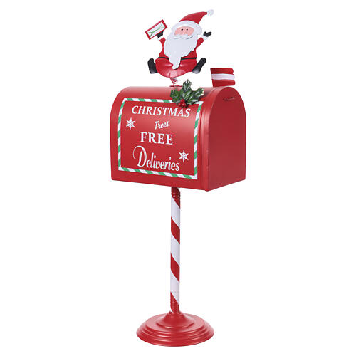 Buzón Papá Noel con pie blanco y rojo 20x15x65 cm 3