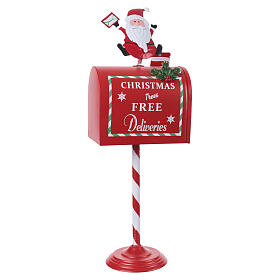 Cassetta della posta Babbo Natale su stelo bianca e rossa 20x15x65 cm