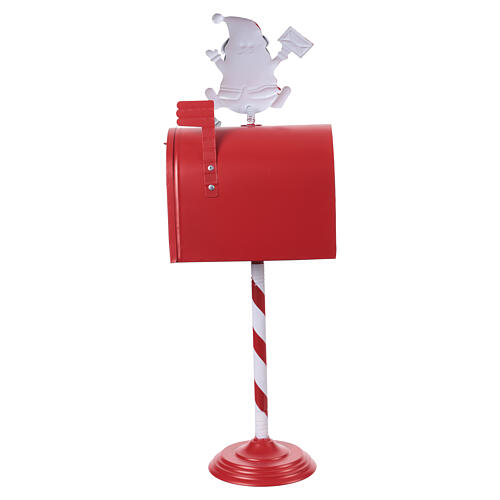 Cassetta della posta Babbo Natale su stelo bianca e rossa 20x15x65 cm 4