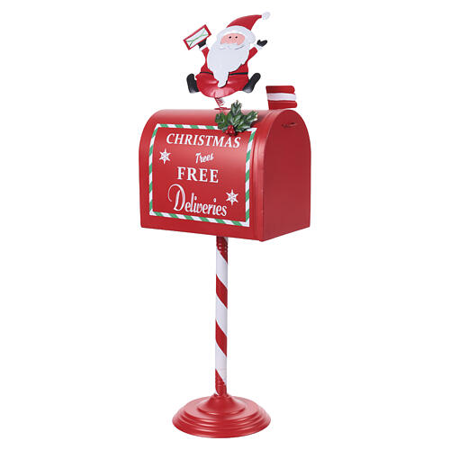 Cassetta della posta Babbo Natale su stelo bianca e rossa 65x25x15 cm 1