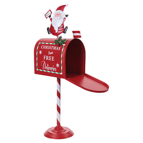 Santa Claus Mailbox on Red and White Stem, 65x25x15 cm 5