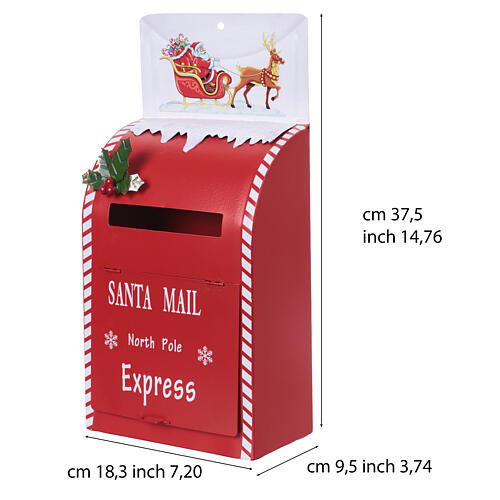 Briefkasten für den Weihnachtsmann – zur Tisch- oder Wanddekoration, rot, 40x20x10 cm 3