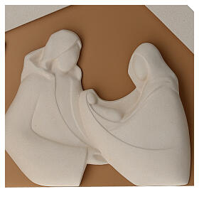 Tableau bas-relief Sainte Famille « Armonia » cabane couleur noisette en argile réfractaire Centre Ave 70x45 cm