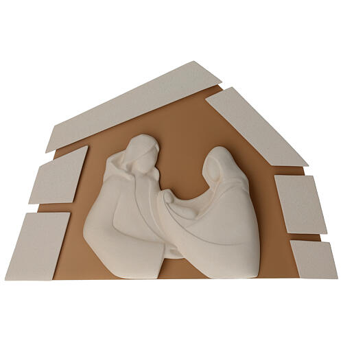 Baixo-relevo Sagrada Família Armonia cabana cor de avelã argila refratária Centro Ave 70x45 cm 1