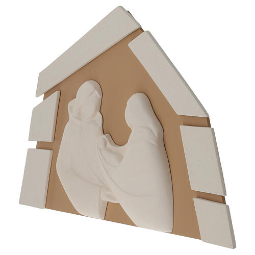 Bed Headpiece Stylized Holy Family Harmony Hazelnut Stable in  Ceramic Centro Ave Refractory Clay, 70x45 cm 3