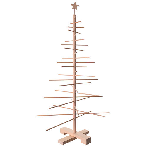 Albero Natalizio Xmas3 realizzato in legno naturale 125 cm 1