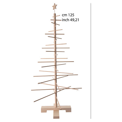 Albero Natalizio Xmas3 realizzato in legno naturale 125 cm 3
