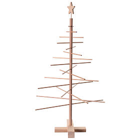 Sapin de Noël artisanal en bois naturel Xmas3 75 cm