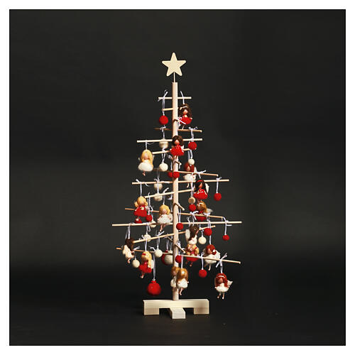 Sapin de Noël artisanal en bois naturel Xmas3 75 cm 2