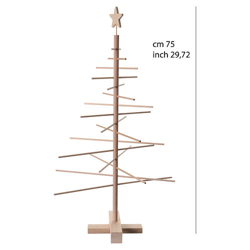 Xmas3 Albero di Natale artigianale in legno naturale 75 cm 3
