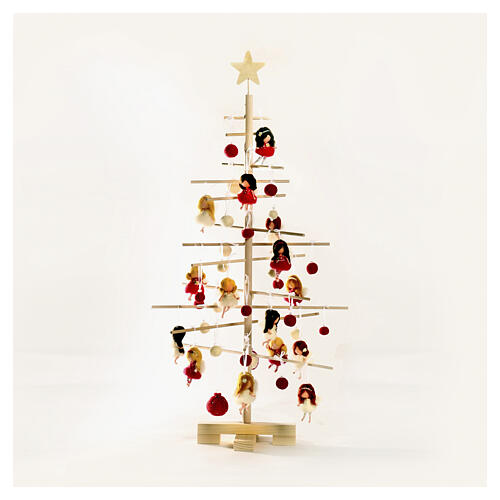Xmas3 Albero di Natale artigianale in legno naturale 75 cm 7