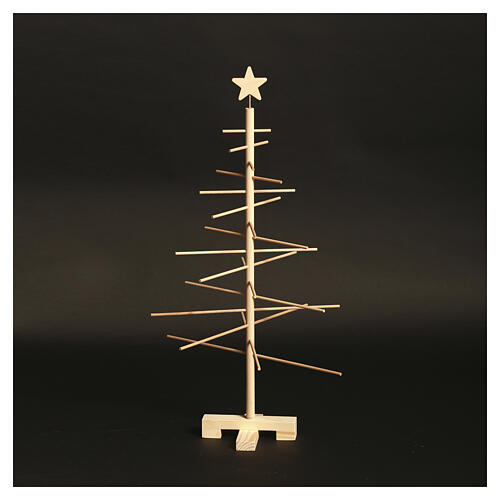 Xmas3 árvore de Natal artesanal em madeira natural 75 cm 6