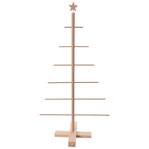 Albero di Natale Xmas3 rami orizzontali fissi in legno naturale 125 cm 1