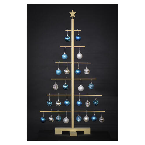 Choinka Xmas3 z 3 stałymi poziomymi gałęziami z naturalnego drewna, 125 cm 4