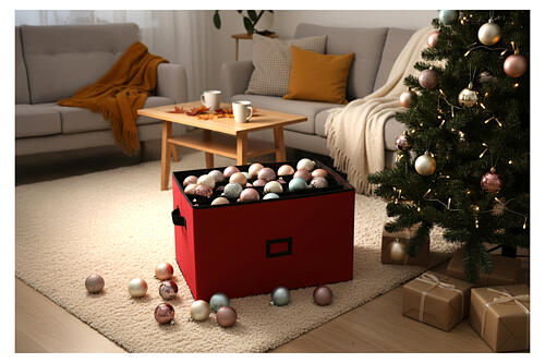 Borsa porta palline di Natale 96 scomparti 6-10 cm tessuto 60x40x35 cm ripiegabile 4