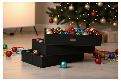 Borsa porta palline di Natale 96 scomparti 6-10 cm tessuto 60x40x35 cm ripiegabile 6