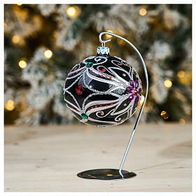 Crochet argent pour boule de Noël en forme de goutte 100 mm