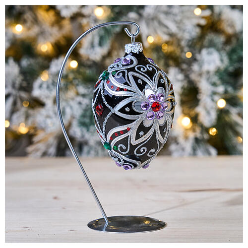 Crochet argent pour boule de Noël en goutte de 120 mm 2