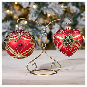 Suporte dourado duplo para bolas de Natal de 100 mm