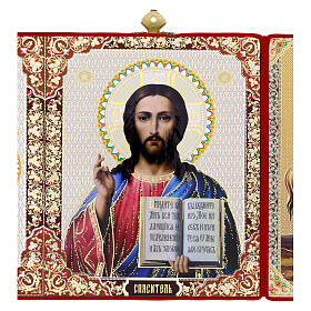 Políptico icono impreso en madera 28x15 cm estuche rojo