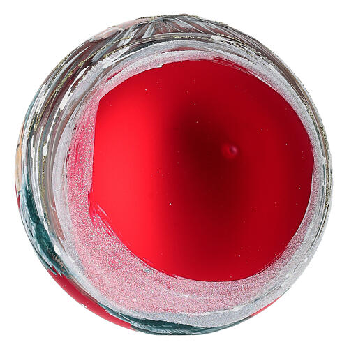 Pallina di Natale Natività decoupage fondo rosso 100 mm vetro soffiato 5