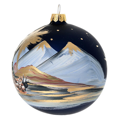 Weihnachtsbaumkugel, Geburt Christi, aus mundgeblasenem Glas, handbemalt, Ø 10 cm 3