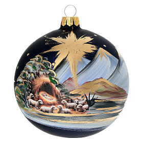 Pallina Natività vetro soffiato dipinta 100 mm per albero Natale