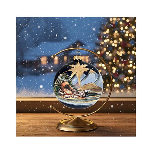 Pallina Natività vetro soffiato dipinta 100 mm per albero Natale 2