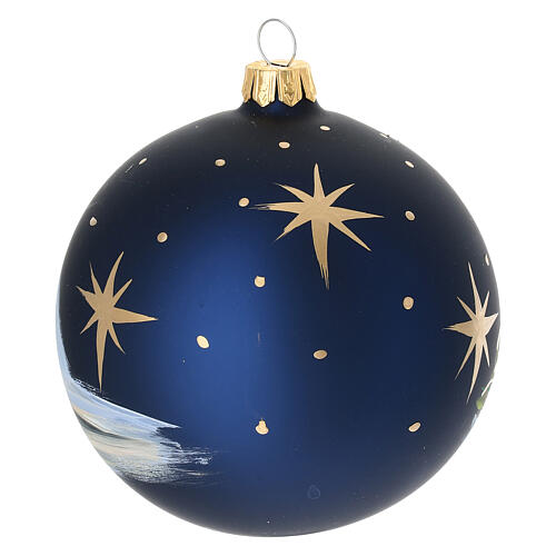 Pallina Natività vetro soffiato dipinta 100 mm per albero Natale 5