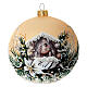 Christmas ball with Nativity, white and gold blown glass, 4 in s1