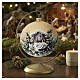 Christmas ball with Nativity, white and gold blown glass, 4 in s2