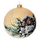 Christmas Ball Nativity White Gold 100 mm Blown Glass s3