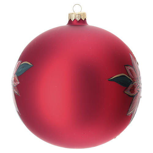 Boule de Noël rouge mat avec bonhomme de neige 150 mm découpage verre soufflé 4