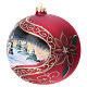 Pallina natalizia pupazzo neve rosso opaco 150 mm decoupage vetro soffiato s2