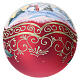 Pallina natalizia pupazzo neve rosso opaco 150 mm decoupage vetro soffiato s5