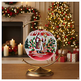 Boule Père Noël décorée à la main verre soufflé 100 mm