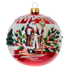 Pallina Babbo Natale dipinta a mano vetro soffiato 100 mm 